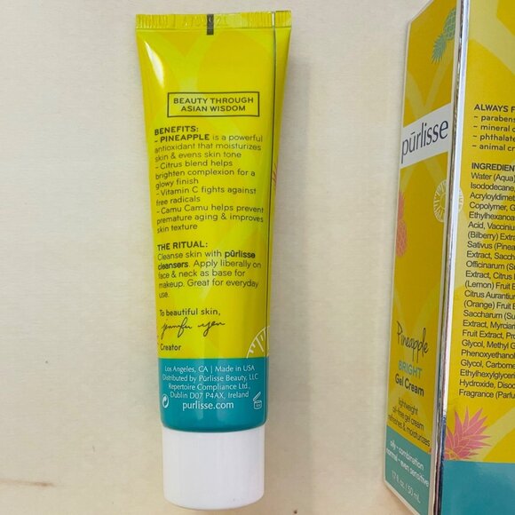 Purlisse Pineapple Bright Gel Cream Full Size 1.7 Fl Oz Brighten Revive Rejuvena - Picture 2 of 7